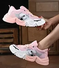 Stylish Pink Synthetic Solid Sports Shoes For Women-thumb1