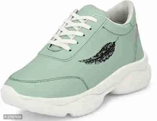 Stylish Green Synthetic Self Design Sports Shoes For Women-thumb0