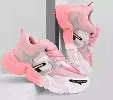 Stylish Pink Synthetic Solid Sports Shoes For Women-thumb2