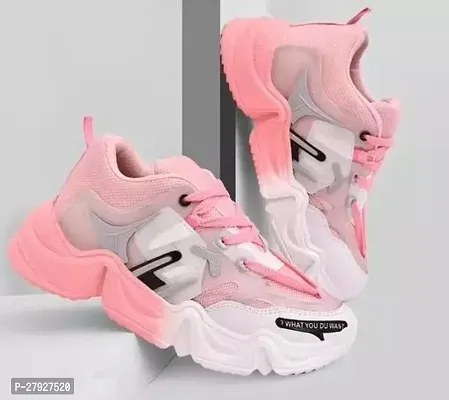 Stylish Pink Synthetic Solid Sports Shoes For Women-thumb3