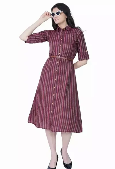 Stylish Crepe Striped Dresses For Women