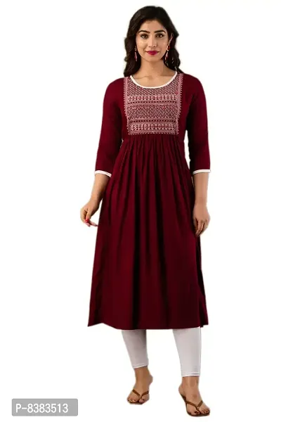 ANNU PARIDHAN Gorgeous Women's Rayon embroiderye Kurta Casual Wear-thumb2