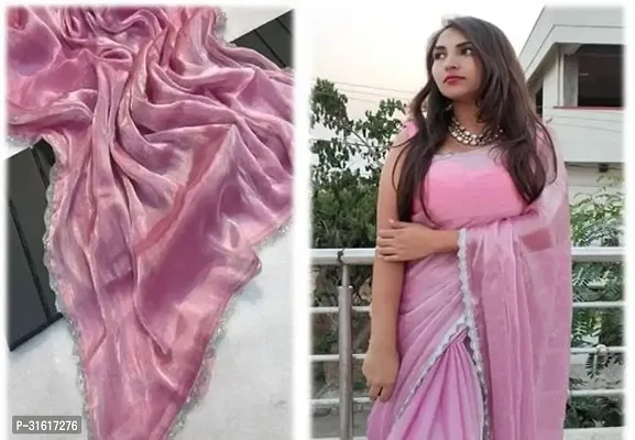 Stylish Pink Art Silk Saree With Blouse Piece For Women