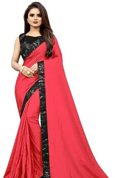 Nefrican Women's Vichitra Silk Saree with Blouse Piece - NEFICAN-BSQ01