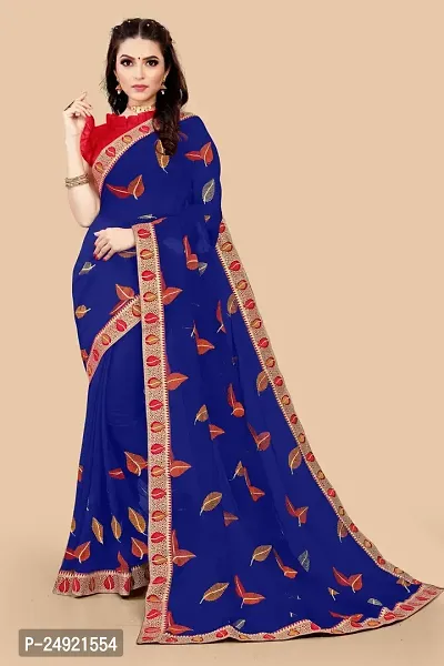 Elegant Georgette Self Pattern Women Saree with Blouse piece