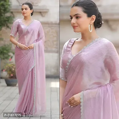 Stylish Pink Art Silk Saree With Blouse Piece For Women-thumb0