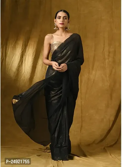 Elegant Lycra Blend Solid Women Saree with Blouse piece
