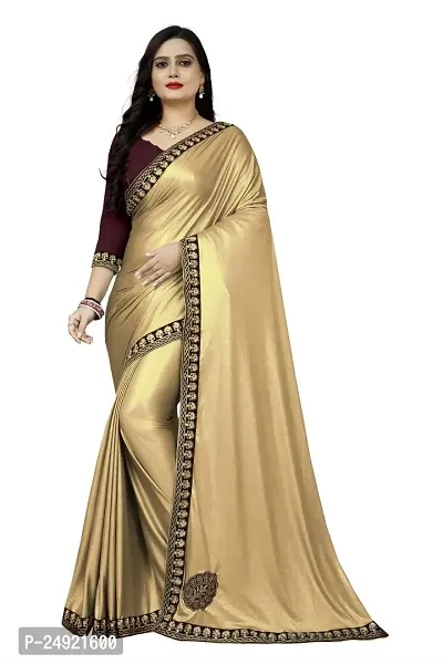 Elegant Lycra Blend Self Pattern Women Saree with Blouse piece-thumb0