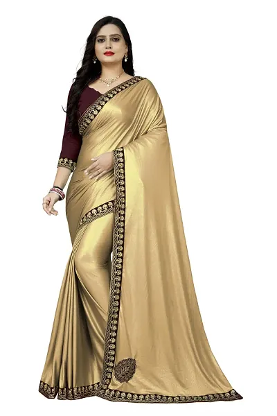 Elegant Lycra Blend Self Pattern Women Saree with Blouse piece