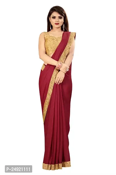 Elegant Lycra Blend Self Pattern Women Saree with Blouse piece