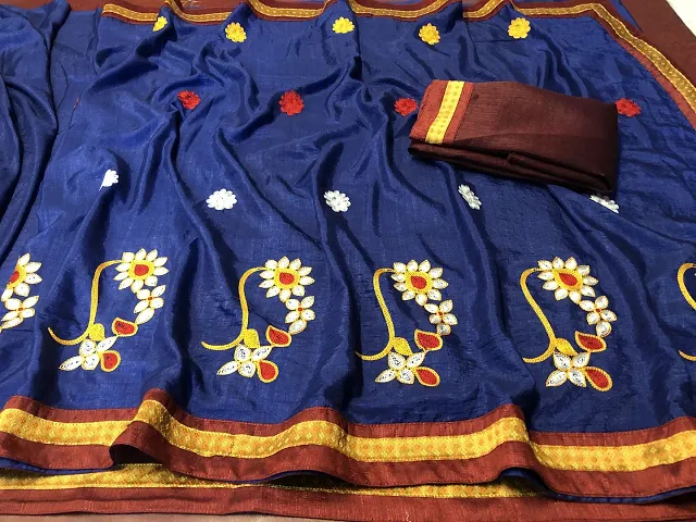 Must Have Art Silk Saree with Blouse piece