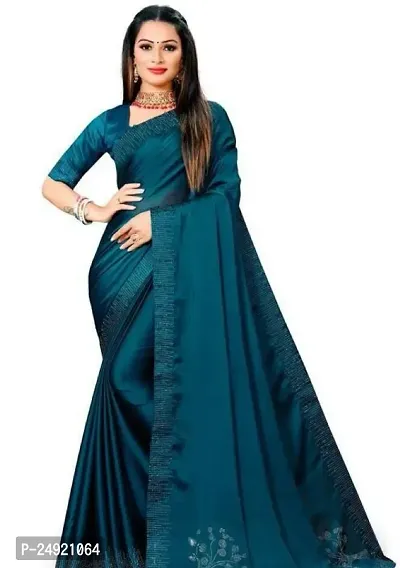 Elegant Satin Self Pattern Women Saree with Blouse piece-thumb0