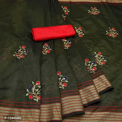 Embroidered Chanderi Cotton Linen Saree