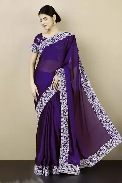 Classic Georgette Saree with Blouse piece For Women