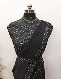 Stylish Black Georgette Solid Saree With Blouse Piece For Women-thumb1