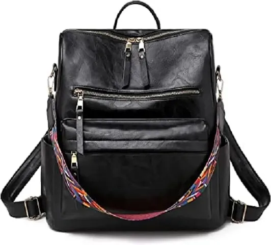 Medium 25 L Backpack Purse for Women Convertible Travel Vintage PU Leather Shoulder Bag