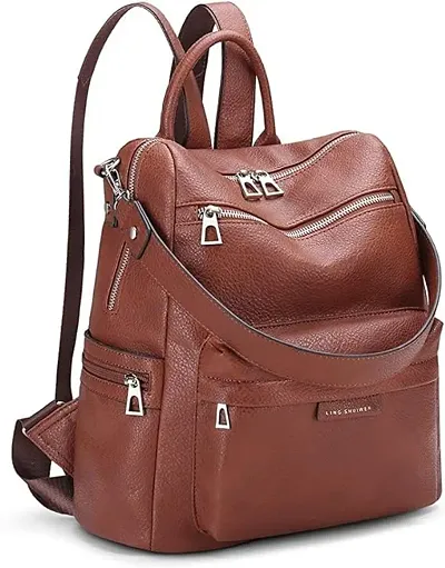 Medium 25 L Backpack Purse for Women Convertible Travel Vintage PU Leather Shoulder Bag