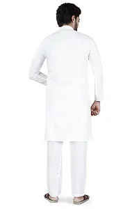 Reliable White Cotton Blend Solid Knee Length Kurta For Men-thumb1