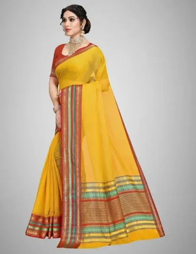 Fabulous Kota Doria Self Pattern Saree with Blouse piece For Women