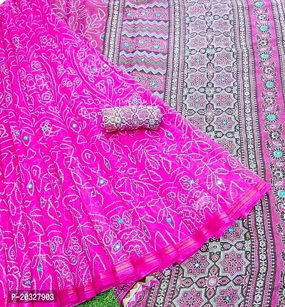 Classic Chanderi Cotton Printed Saree with Blouse piece-thumb0