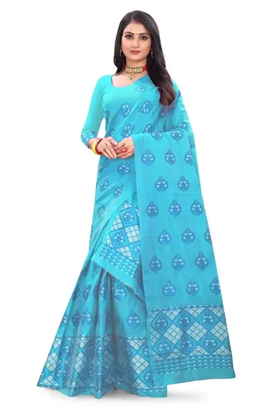 THE VARNI TEX Banarasi Silk Women's Saree With Soft Febric Comfortable And For Party  Festivals (5.5 Mtr, Sky Blue) Aw3