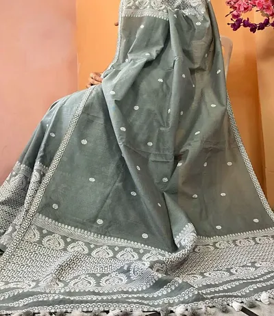 Trendy Slub Woven Design Saree With Blouse Piece For Women