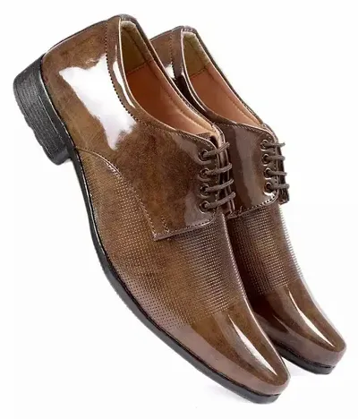 Stylish Brown Synthetic Leather Shoes For Men