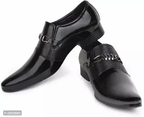 Stylish Black Synthetic Leather Shoes For Men-thumb0