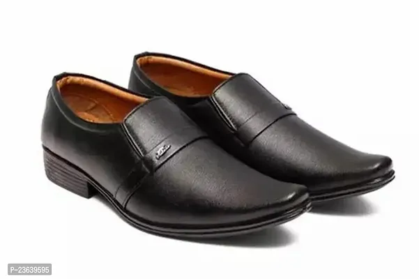 Stylish Black Synthetic Leather Shoes For Men-thumb0