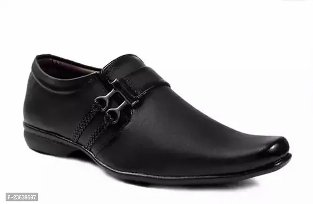 Stylish Black Synthetic Leather Shoes For Men-thumb0