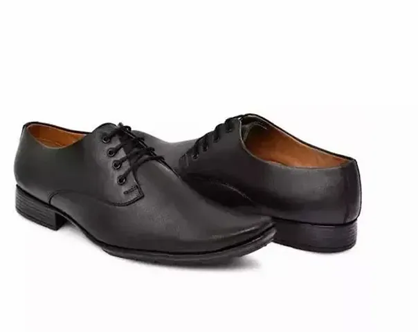 Stylish Black Synthetic Leather Shoes For Men