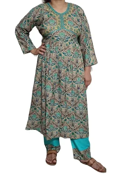 Stylish Rayon A-Line Kurta With Bottom Set