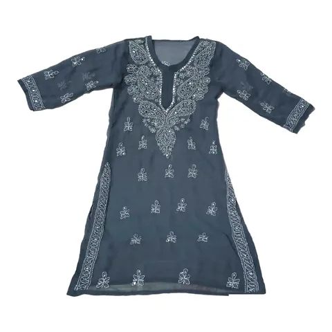 Stylish Georgette Embroidered Lucknowi Chikankari Kurta For Women