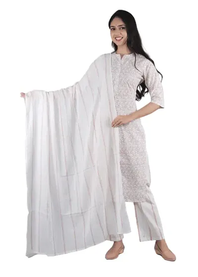 Stylish Fancy Rayon Kurta With Bottom Wear And Dupatta Set For Women