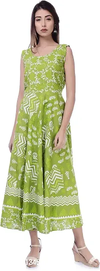 Stylish Green Cotton Stitched Kurta For Women