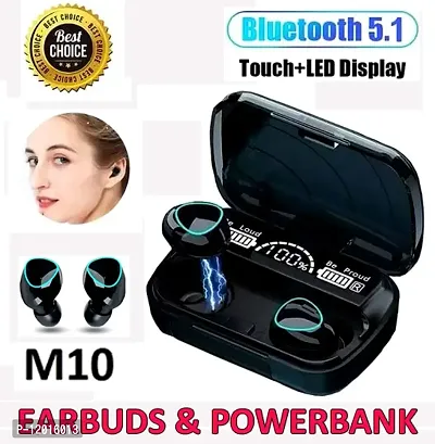 Earbuds M10 TWS Bluetooth Wireless Earbuds Bluetooth 5.1 Headphones Wireless Earphones with  LED Display Charging Case/Box, (Black)-thumb3