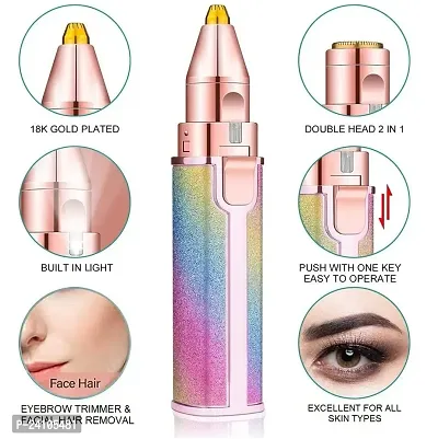 Rechargable 2 in 1 Eyebrow Machine Facial Hair Remover, Upper Lips Nose Body Hair Removal Flawless Trimmer For Women(Multi Colour)-thumb3