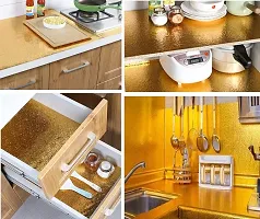 Kitchen Oil-Proof 2m Aluminium Foil Stickers, Kitchen Backsplash Wallpaper Self-Adhesive Wall Sticker Anti-Mold  Heat Resistant for Walls Cabinets Drawers 60CM X 200CM (Gold Flower)-thumb4