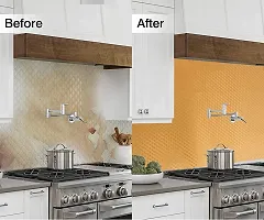 Kitchen Oil-Proof 2m Aluminium Foil Stickers, Kitchen Backsplash Wallpaper Self-Adhesive Wall Sticker Anti-Mold  Heat Resistant for Walls Cabinets Drawers 60CM X 200CM (Gold Flower)-thumb1