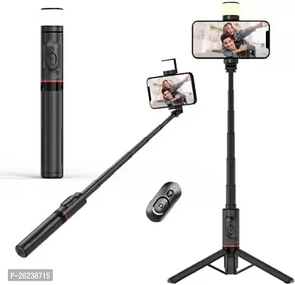 Selfie Stick with Detachable Light 6 shades 3 Colors and 2 Tones 7 Section Telescopic Pole upto 113cm for Wide Angle Photo Shoot Reinforced Selfie Stick-thumb0