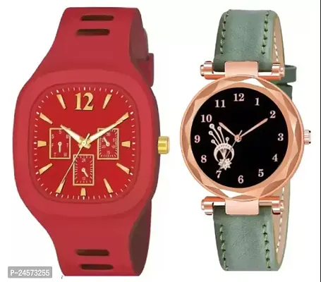 New Luxury Analog Watch For Women And Men Combo Set