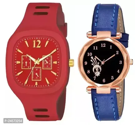 New Luxury Analog Watch For Women And Men Combo Set