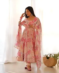 Fancy Organza Kurta With Dupatta For Women-thumb1