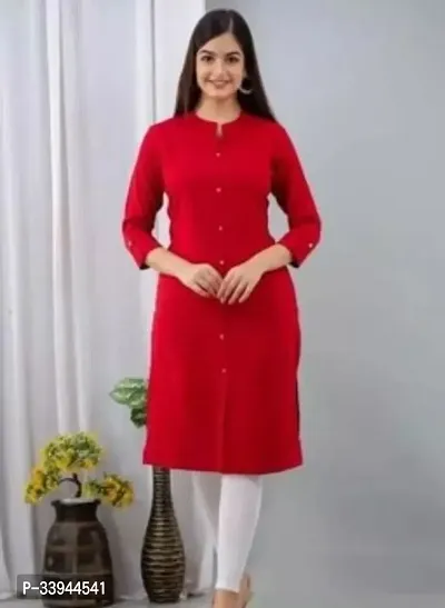 Stylish Red Rayon Kurta For Women-thumb0