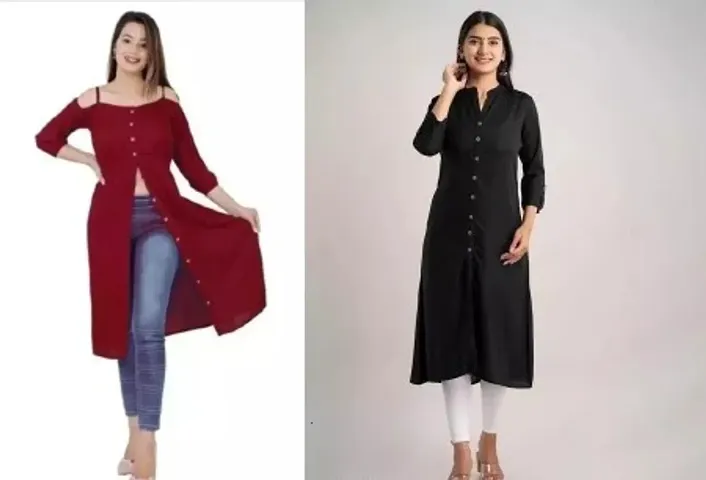 Stylish Rayon Solid Kurta For Women Pack Of 2