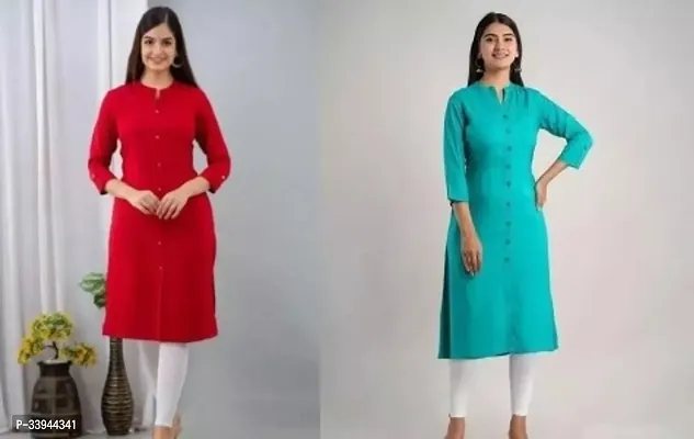 Stylish Multicoloured Rayon Kurta For Women Combo Of 2-thumb0