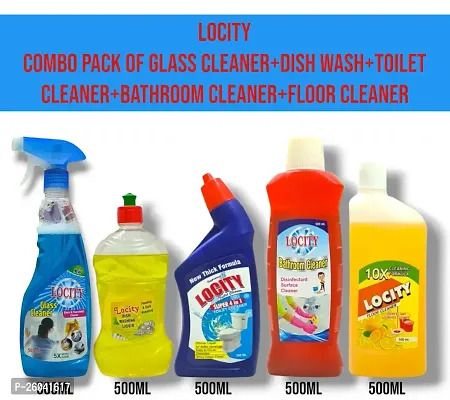Combo pack of glass cleaner+dish wash gel+toilet cleaner+bathroom cleaner+floor cleaner-thumb0