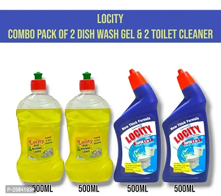 combo pack of 2 lemon dish wash  2 toilet cleaner