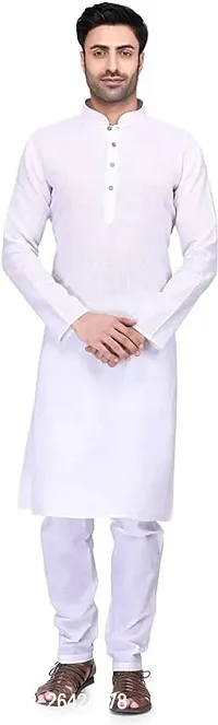 Mens Cotton Kurta Pajama for Everyday Use Casual Dress Set Regular Outfit , Birthday,Wedding, Ceremony, Casual, Engagement-thumb0