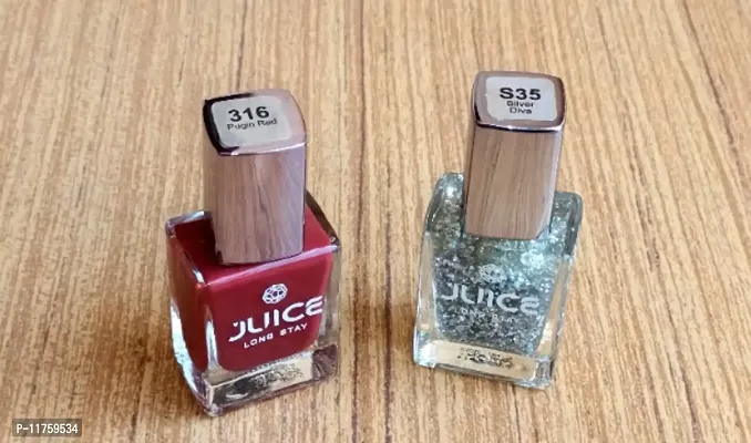 Juice Nail Polish  Pugin red  316 with  S 35 Silver
